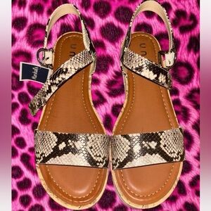 Unisa Snakeskin Sandals - Black and Cream